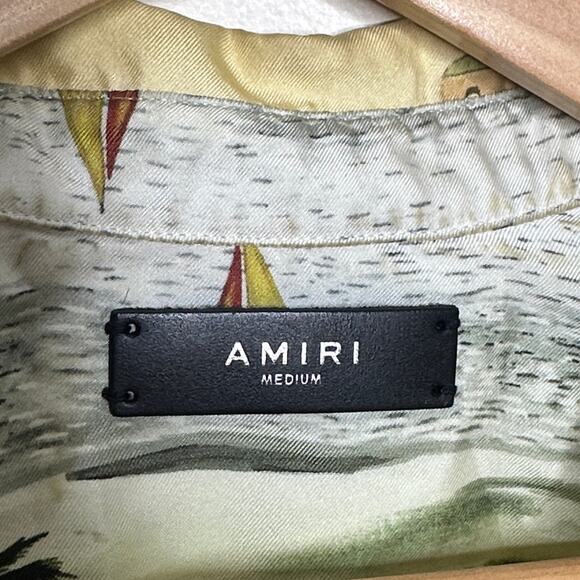 AMIRI Beverly Hills Hawaiian Long Sleeve Shirt Silk Rainbow Sz M {Q39} - Picture 6 of 8